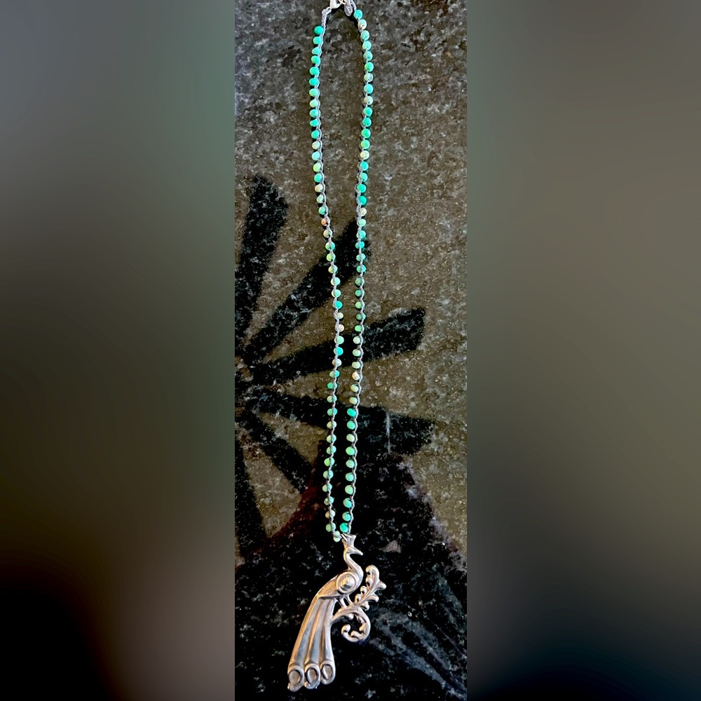 Elegant Silver and Green Beaded Necklace